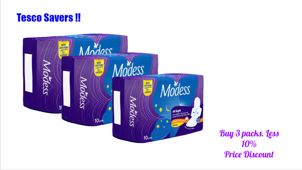 Modess All Night With Wings 10's ( BUY 3packs SAVE @P50.00 )